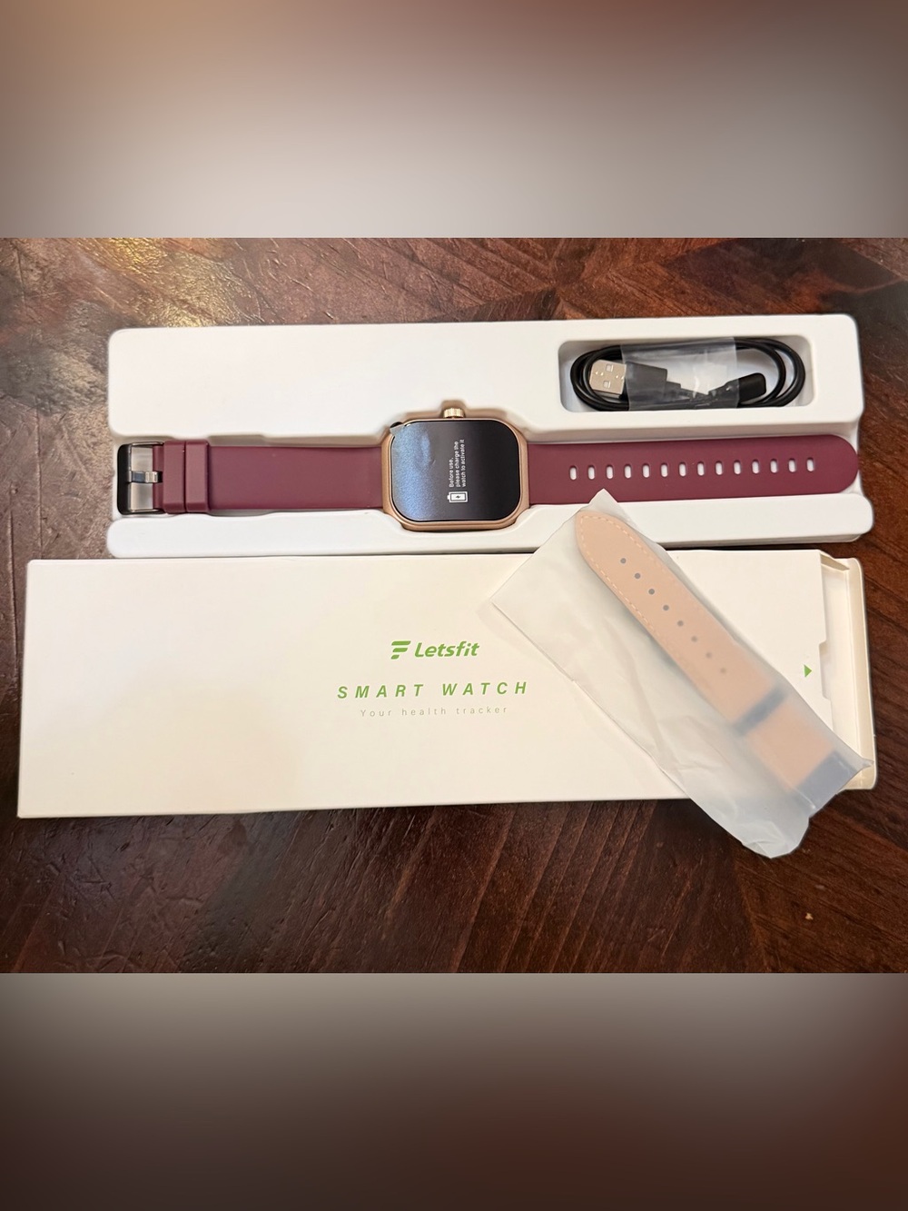 Letsfit E46 Rose Bezel Smart Watch with Extra Band - NIB